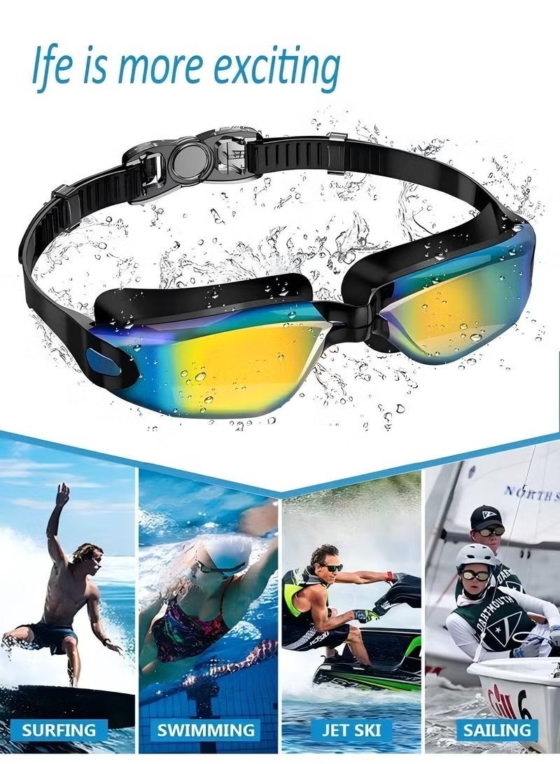 O2. 5 in 1 Anti-fog Swimming Goggles - Swimming Goggles Set with Swimming Cap, Ear Plugs, Nose Clip, Leak-proof Swimming Goggles - Waterproof Swimming Goggles, Effectively Block UV Rays - Suitable for Men, Women - Image 2